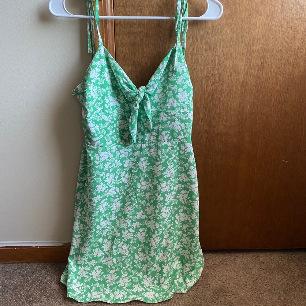 Green floral dress